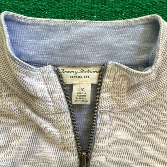 Tommy Bahama Barrier Beach Reversible Half Zip Sweater Blue SZ L - Picture 3 of 3